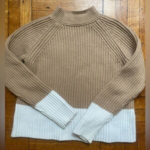 Banana Republic Chunky Mock Neck Sweater Women’s in Camel and Cream Color
